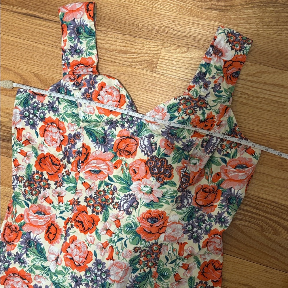 J. Peterman Retro Pink Floral 100% Cotton Midi Dress Sz 12 - Picture 11 of 12